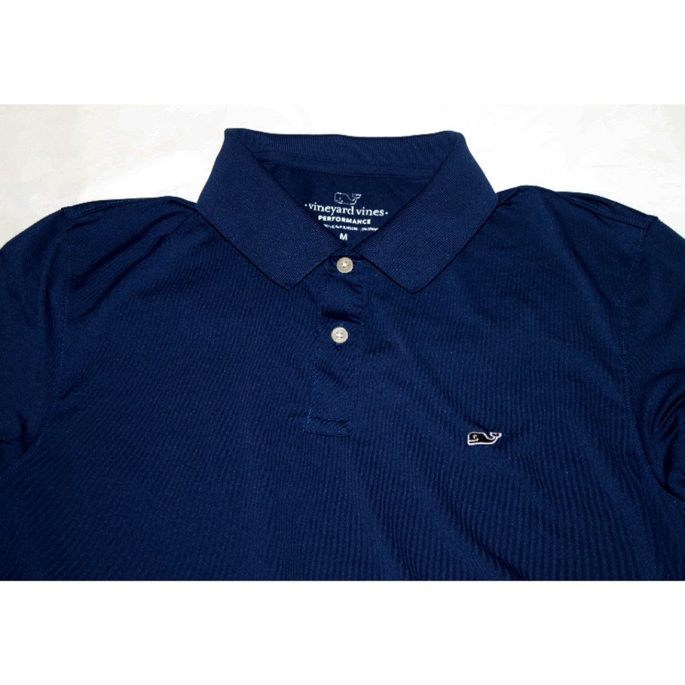 Vineyard Vines Performance Mens Long Sleeve Whale Logo Polo Shirt Size Medium - Picture 2 of 5